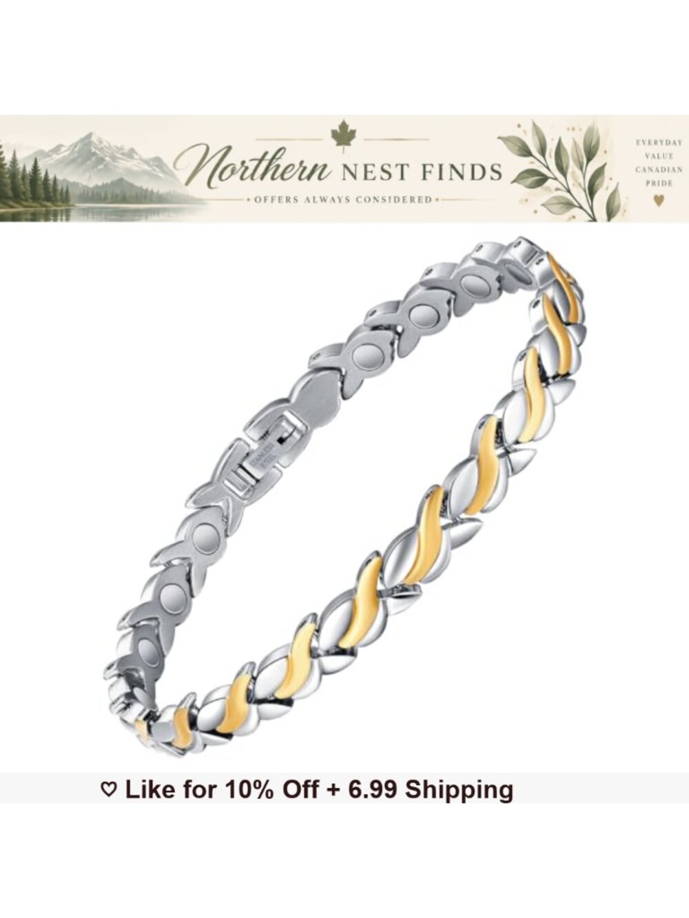 Titanium Steel Magnetic Bracelet Set Adjustable Wristband